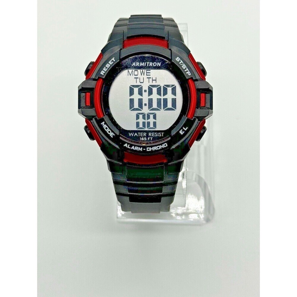 Armitron Pro Sport watch MD15349(R) | Black and Red | Works | Excellent Cond